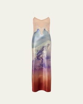 Gabriela Hearst Adolphine Strapless Mixed-Media Slip Dress