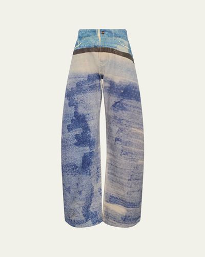 Gabriela Hearst Amoret Scribble-Print Barrel-Leg Jeans