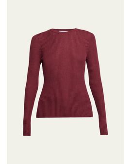 Gabriela Hearst Browning Cashmere-Silk Rib Crewneck Sweater