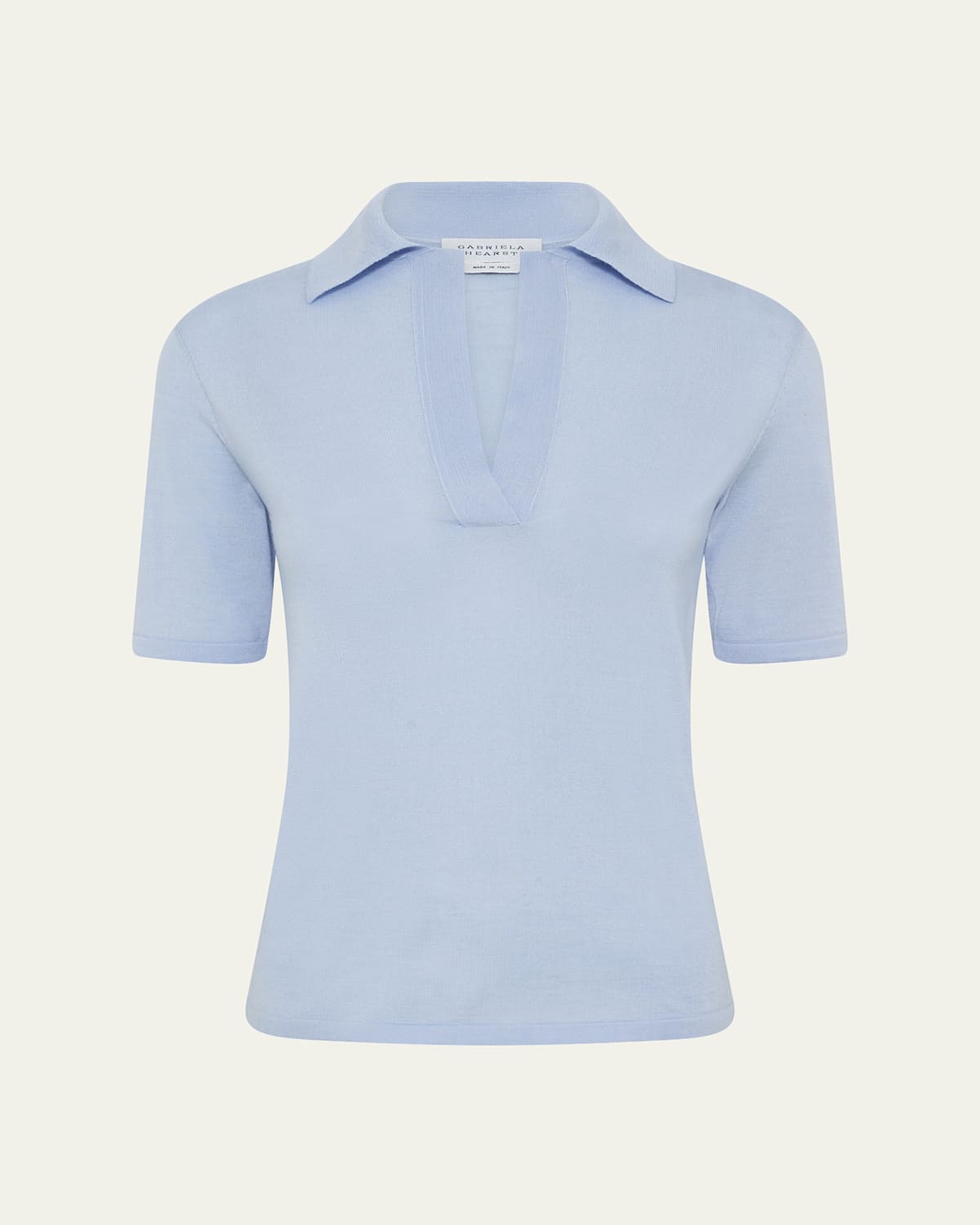 Gabriela Hearst Caius Short-Sleeve Wool-Silk Polo Sweater