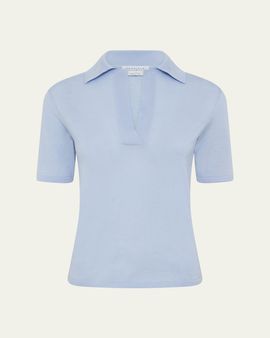 Gabriela Hearst Caius Short-Sleeve Wool-Silk Polo Sweater