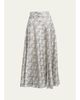 Gabriela Hearst Dugald Button-Front Pleated Silk Midi Skirt With Belt - 1