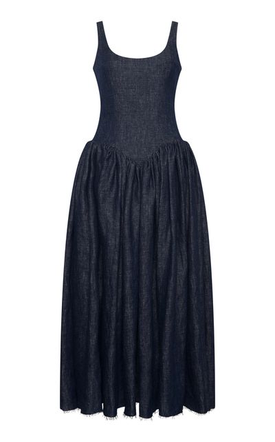 Gabriela Hearst Gabriela Hearst Isai Linen Denim Maxi Dress Dark Wash IT 40