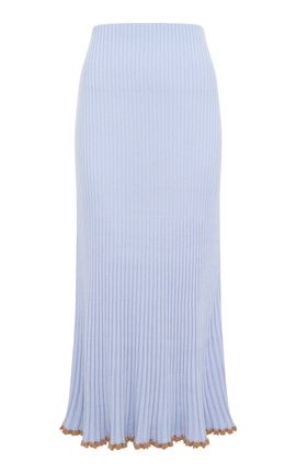 Gabriela Hearst Gabriela Hearst Kavya LaceTrimmed Ribbed WoolSilk Midi Skirt