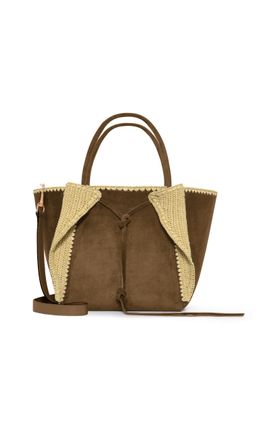 Gabriela Hearst Gabriela Hearst Marija Small RaffiaTrimmed Suede Tote Bag