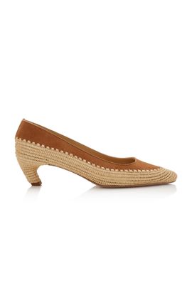 Gabriela Hearst Gabriela Hearst Peggy SuedeTrimmed Raffia Pumps