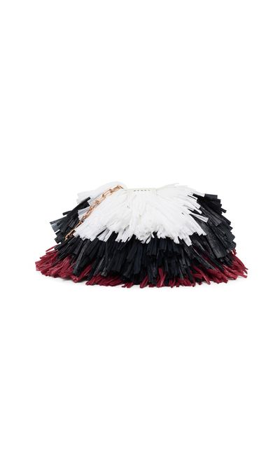 Gabriela Hearst Gabriela Hearst Soft Demi Clutch with a Chain And Raffia Fringe