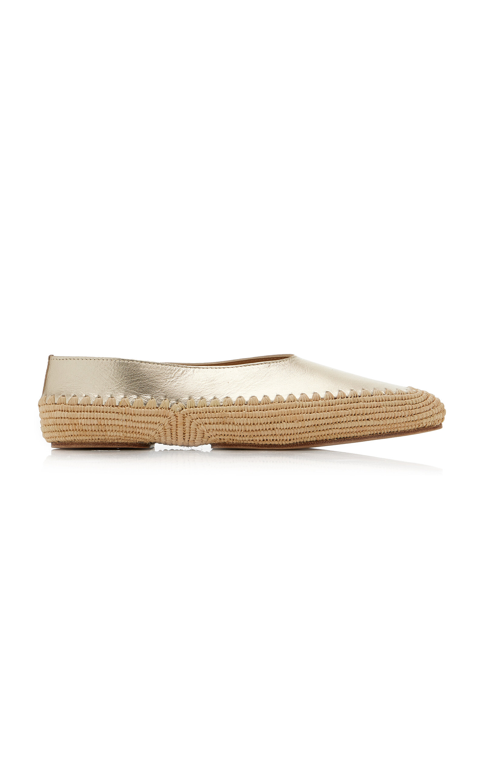 Gabriela Hearst Gabriela Hearst Strength Metallic Leather and Raffia Flats