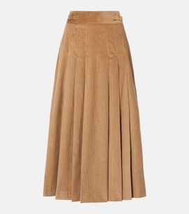 Gabriela Hearst Gabriela Hearst Wesley pleated cotton corduroy midi skirt