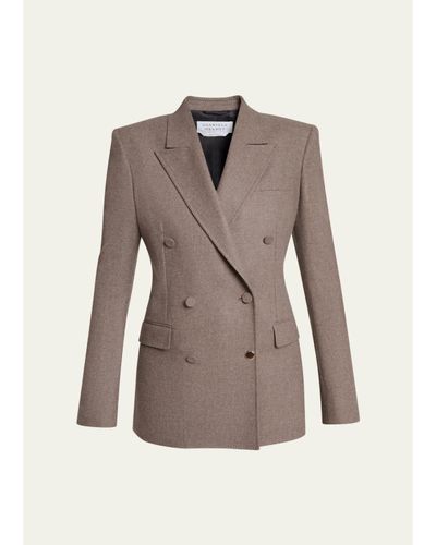 Gabriela Hearst Gavin Wool-Cashmere Flannel Double-Breasted Blazer Jacket