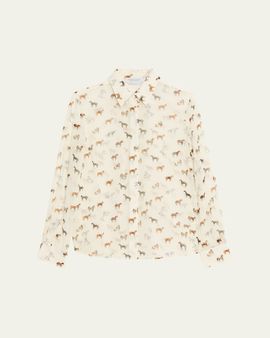 Gabriela Hearst Henri Horse-Print Chiffon Button-Down Blouse