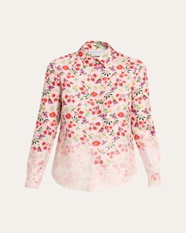 Gabriela Hearst Henri Ombre Floral Silk Button-Down Blouse