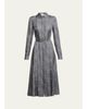 Gabriela Hearst Jane Herringbone Print Silk Belted Midi Shirtdress - 1