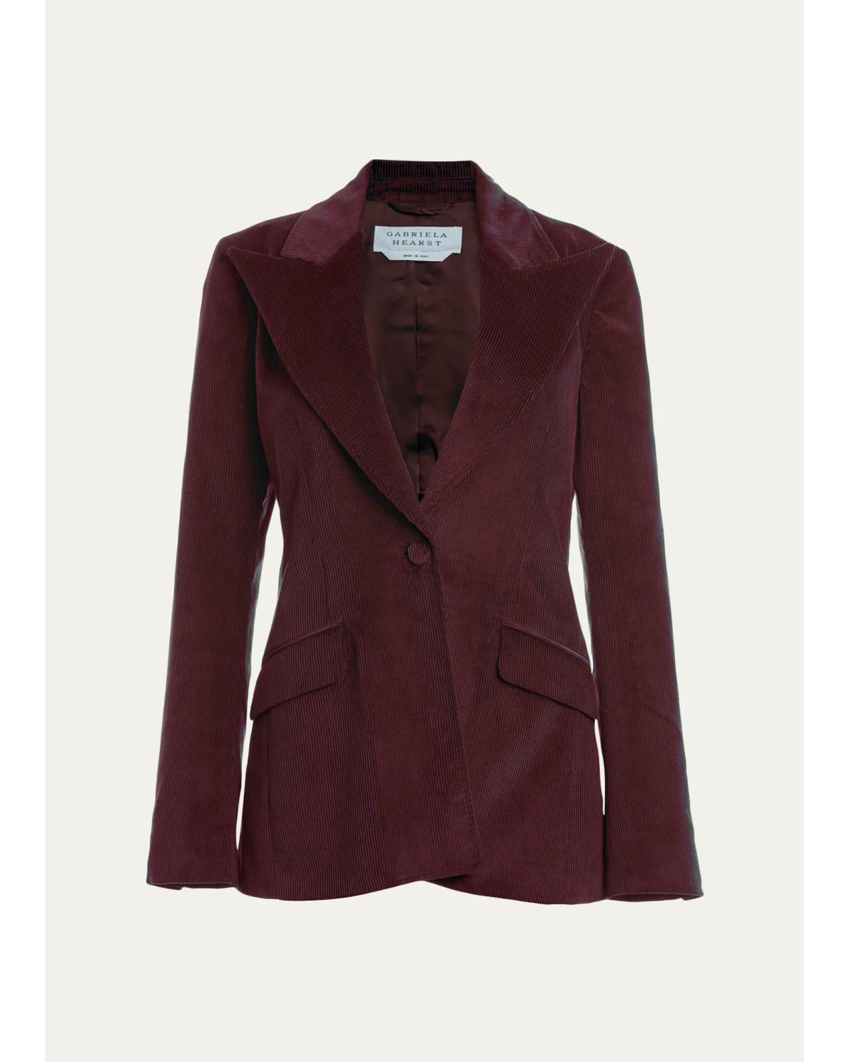 Gabriela Hearst Leiva Cashmere-Wool Corduroy Single-Breasted Blazer