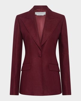 Gabriela Hearst Leiva Single-Breasted Linen Blazer Jacket