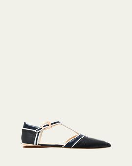 Gabriela Hearst Leya Moto Leather T-Strap Flats
