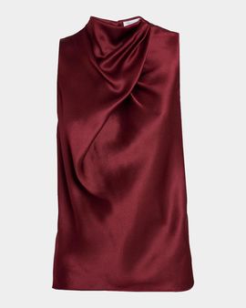 Gabriela Hearst Melina Cowl-Neck Satin Sleeveless Top