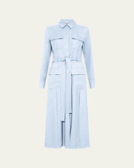 Gabriela Hearst Meyer Meyer Virgin Wool and Silk Belted Midi Shirtdress