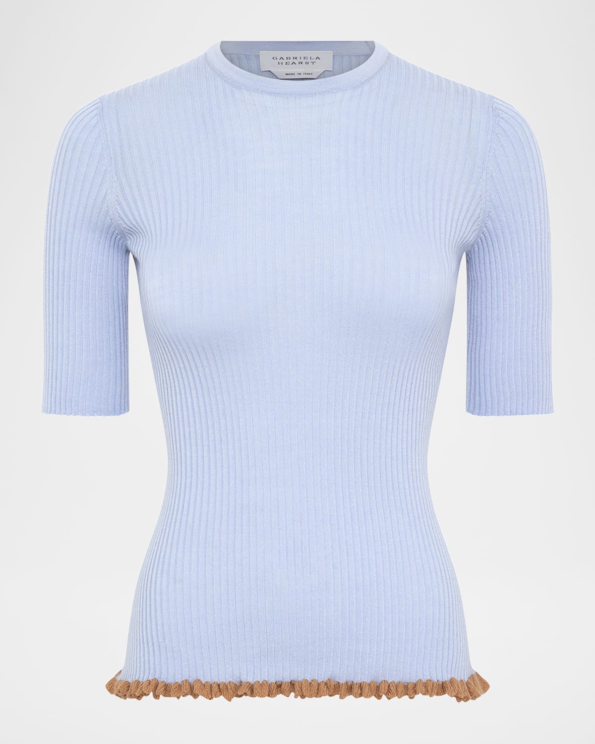 Gabriela Hearst Mireya Ruffle-Trim Ribbed Top