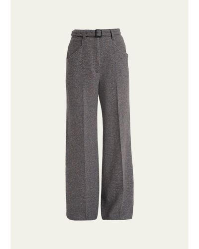 Gabriela Hearst Norman Herringbone Belted Straight-Leg Pants