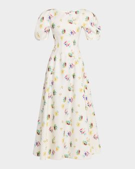Gabriela Hearst Ranya Puff-Sleeve Mia & apos;s Flowers-Print Linen Maxi Dress