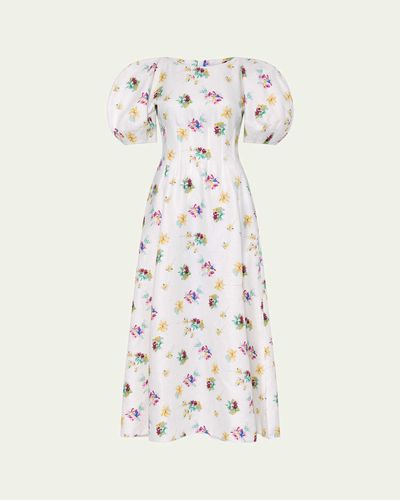 Gabriela Hearst Ranya Puff-Sleeve Mia's Flowers-Print Linen Maxi Dress
