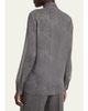 Gabriela Hearst Shildon Herringbone Silk Bow Button-Down Top - 3