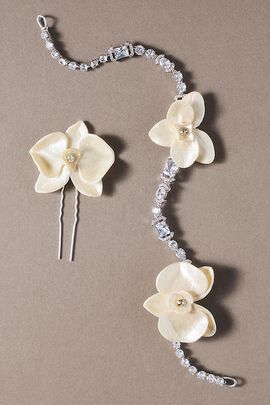 Gaios Crystal Orchid Hair Piece and Hair Pin