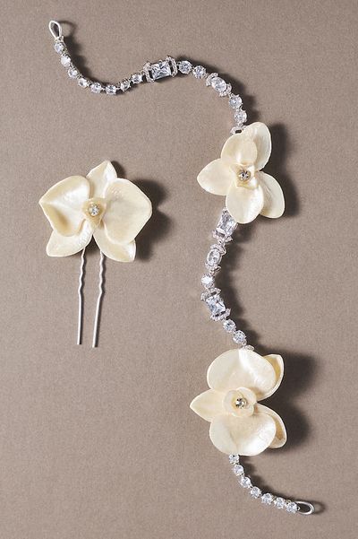 Gaios Crystal Orchid Hair Piece and Hair Pin