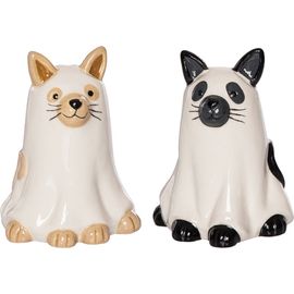 Gallerie II Gallerie II Ghost Cats Halloween Costume Dolomite Salt & Pepper Shakers Set of 2