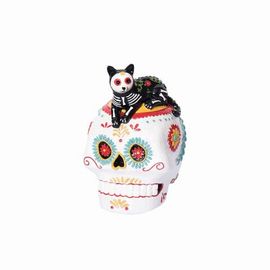 Gallerie II Gallerie II Laying Down Festive Feline Cat Sugar Skull Decorative Tabletop Table Figure Figurine