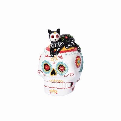 Gallerie II Gallerie II Laying Down Festive Feline Cat Sugar Skull Decorative Tabletop Table Figure Figurine