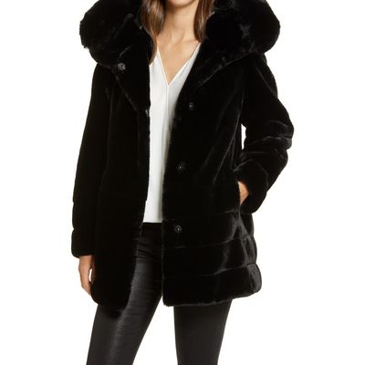 Gallery Gallery Hooded Faux Fur Coat