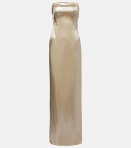 Galvan Galvan Strapless satin bustier gown