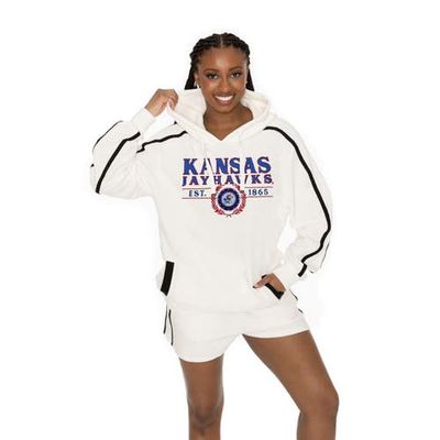 GAMEDAY COUTURE Men's Gameday Couture Cream Kansas Jayhawks Down, Set, Go Hoodie and Shorts Lounge Set 