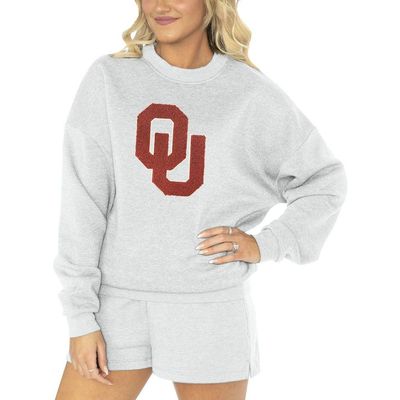 GAMEDAY COUTURE Women's Gameday Couture Ash Oklahoma Sooners Team Effort Pullover Sweatshirt & Shorts Sleep Set 