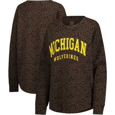 GAMEDAY COUTURE Women's Gameday Couture Brown Michigan Wolverines Leopard Oversized Sweatshirt 