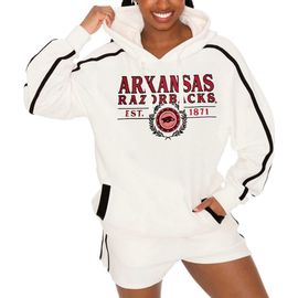 GAMEDAY COUTURE Women's Gameday Couture Cream Arkansas Razorbacks Down, Set, Go Pullover Hoodie and Shorts Set 