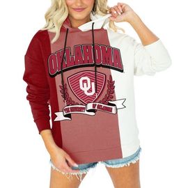 GAMEDAY COUTURE Women's Gameday Couture Crimson Oklahoma Sooners Hall of Fame Colorblock Pullover Hoodie 