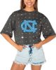 GAMEDAY COUTURE Women's Gameday Couture Gray North Carolina Tar Heels Go Time Rhinestone Crop T-Shirt  - 1