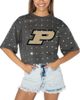 GAMEDAY COUTURE Women's Gameday Couture Gray Purdue Boilermakers Go Time Rhinestone Crop T-Shirt  - 1