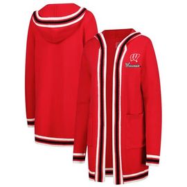 GAMEDAY COUTURE Women's Gameday Couture Red Wisconsin Badgers Tri-Blend Rounded Stripe Cardigan 