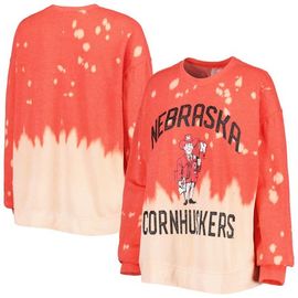 GAMEDAY COUTURE Women's Gameday Couture Scarlet Nebraska Huskers Twice As Nice Faded Dip-Dye Pullover Sweatshirt