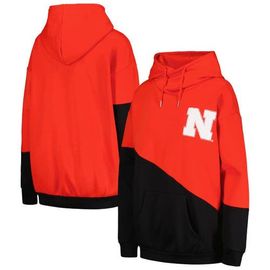 GAMEDAY COUTURE Women's Gameday Couture Scarlet/Black Nebraska Huskers Matchmaker Diagonal Cowl Pullover Hoodie 