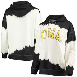 GAMEDAY COUTURE Women's Gameday Couture White/Black Iowa Hawkeyes For the Fun Double Dip-Dyed Pullover Hoodie 
