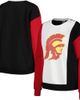 GAMEDAY COUTURE Women's Gameday Couture White/Black USC Trojans Vertical Color-Block Pullover Sweatshirt  - 1
