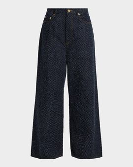 Ganni Baggy Tweed Denim Jeans