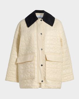 Ganni Contrast-Trim Quilted Jacket