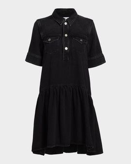 Ganni Denim Mini-Shirtdress