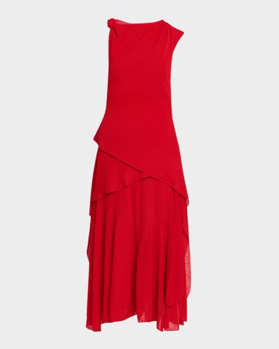Ganni Draped Marl Mesh Midi Dress